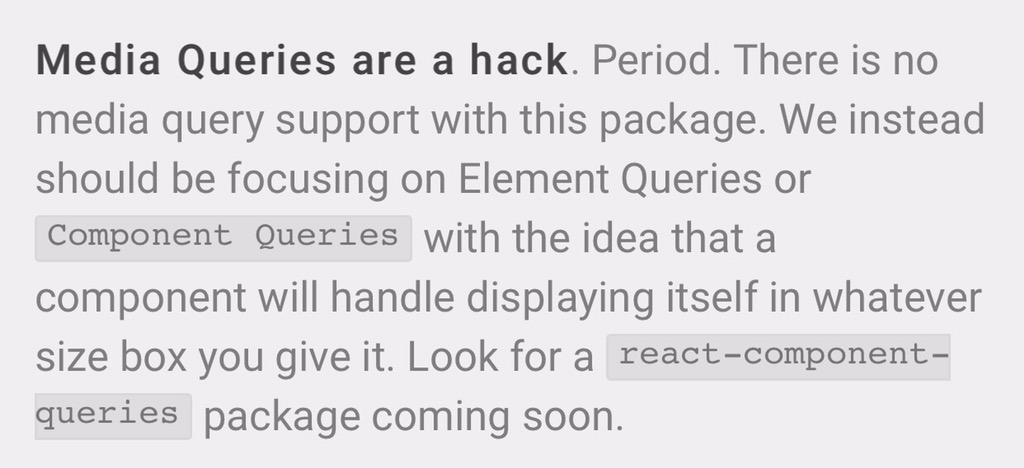 passionkind's tweet image. #ReactCSS brings #CSS classes to a whole new level and will soon support element queries - I feel understood 😊