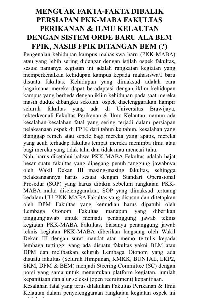 SaveFPIKUB's tweet photo. Terus dapat tulisan yang isinya gini 😖 , duh masa BEM ku kayak gini, coba ku tanya ke Kahimku 😖 http://t.co/beu0heohse