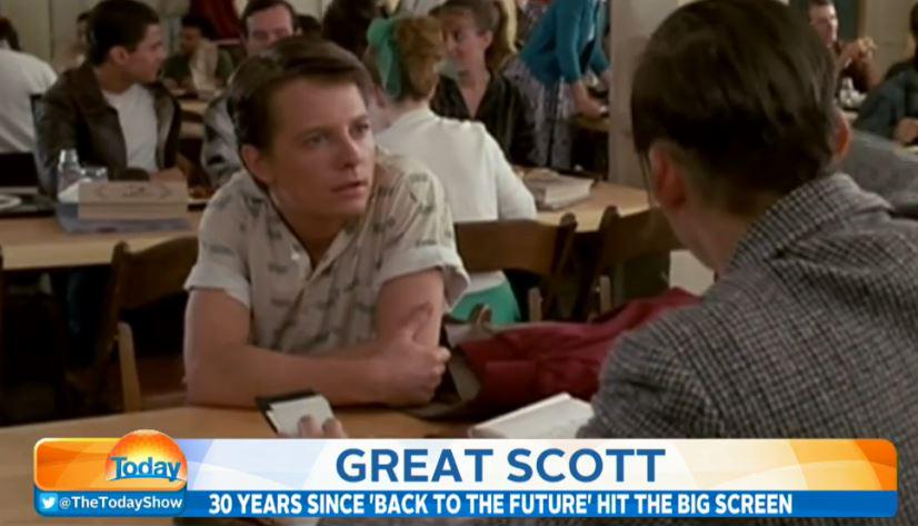 TheTodayShow's tweet photo. GREAT SCOTT! We celebrate 30 years since #BackToTheFuture was released: http://t.co/ufDvw5qz4r #Today9 http://t.co/Mf9EIrulbj