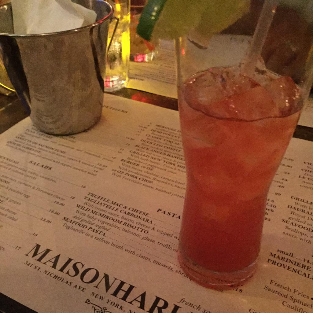 harlemfoodlocal's tweet photo. Nice to be back, it's been too long @maisonharlem #NeverGoDowntownAgain #Harlem #dinner @KeithTTS #PinkCaddyMargarita http://t.co/PwTbJZUsXJ