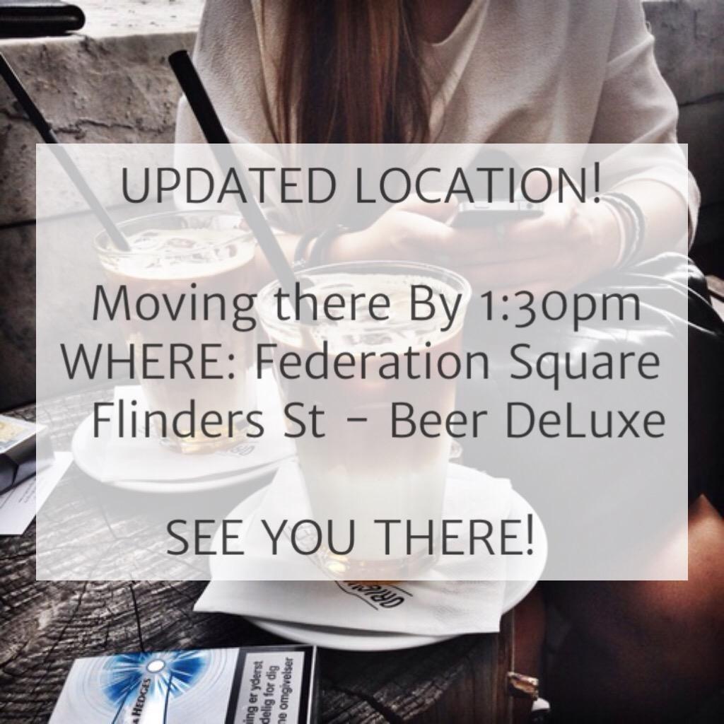 itsjoeleli's tweet photo. #MelbYoutubeMeetup ! The weathers not the best, BUT WE HAVE AN INDOOR VENUE! Short walk from Fed Bells! Beer DeLuxe!๐ http://t.co/yslSB62KiA