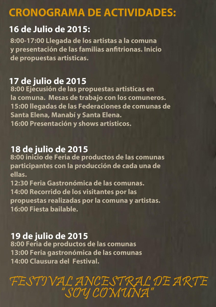 Data_Posorja's tweet photo. Conozcan la Comuna en http://t.co/sOvZ7l3dhX. Participe en el Primer Festival Ancestral "SoyComuna" #PlayaDelfín http://t.co/pAUaqWgdyW