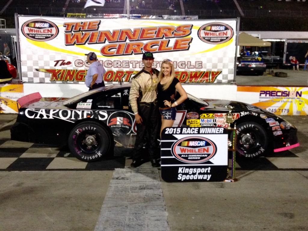 BDMSpeedShop's tweet photo. @ZekeShell celebrates his @NASCARHomeTrack #NWAAS Twin-35s Race #2 win in @KPSpeedway Victory Lane http://t.co/jz3QMJLCA1