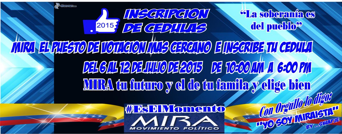 Reddecontrol's tweet photo. @MovimientoMIRA @Baena @OlgaVictoriaRC @carlos_guevara @gloria_stella #EsElmomento  Inscribe tu cedula Julio 6 al12 http://t.co/PpVGrQmMqJ