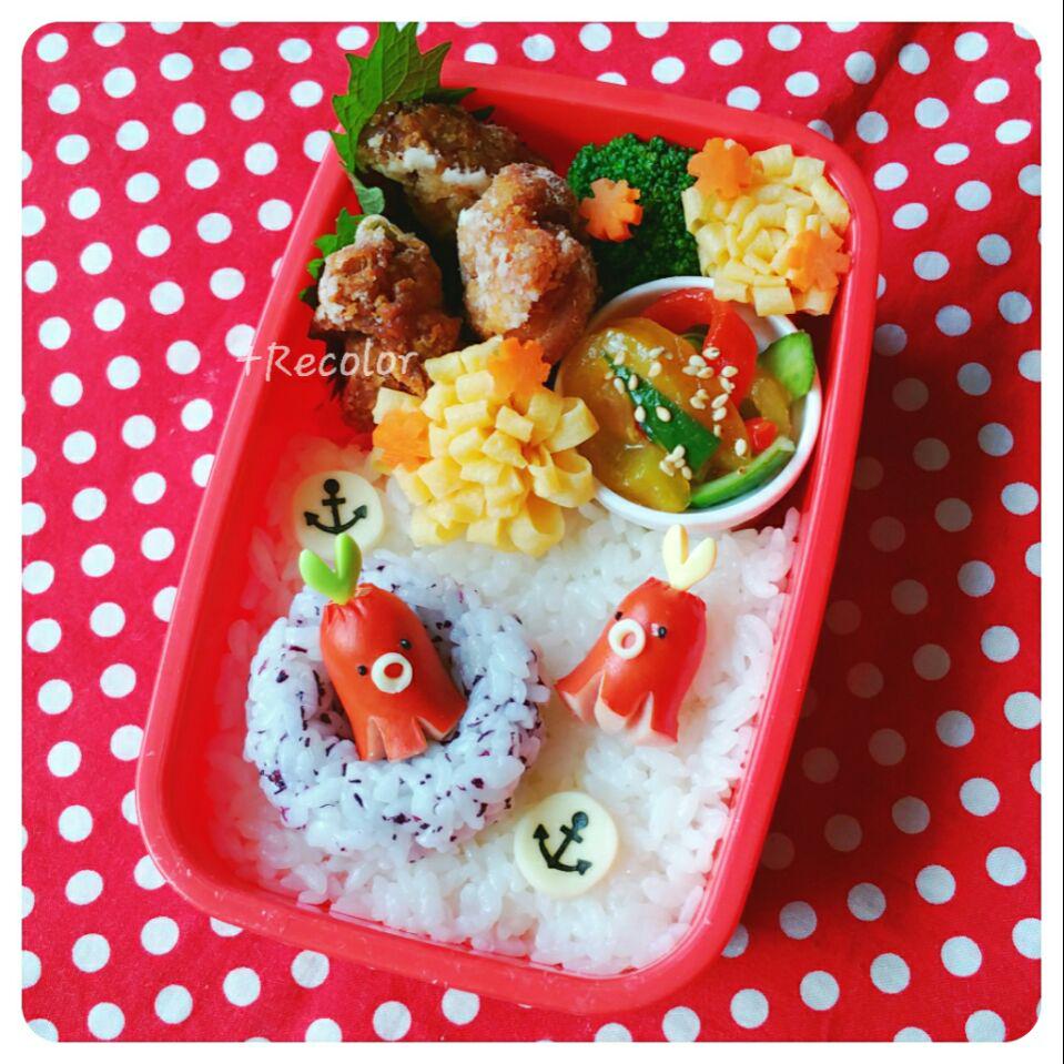 ロイヤリティフリー赤 ウインナー キャラ 弁 アニメ画像