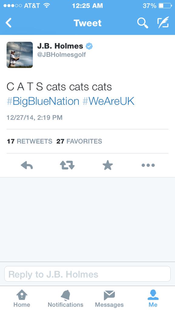 wildcatgolf_'s tweet photo. Gotta love @JBHolmesgolf cheering on his Alma mater! http://t.co/2kJjl3fqAS