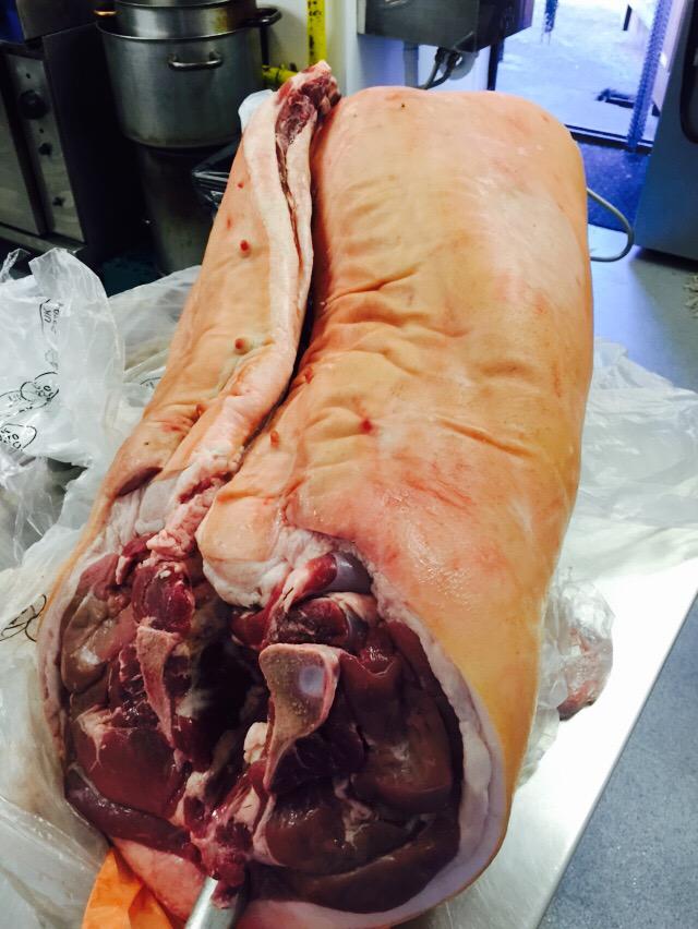 TheKingsHeadN21's tweet photo. Our Mangalitsa / Tamworth pig from Gothelney Farm is being prepared on the #hogroast #pigweekend @GeronimoPubs http://t.co/z4HpB1Xp7Y