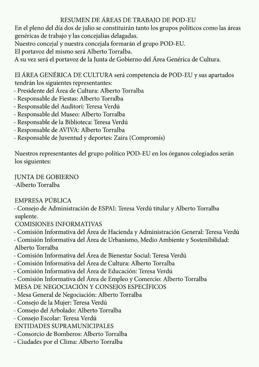 podeupaiporta1's tweet photo. PODEU Paiporta obtiene cultura.Aquí mostramos los puestos de nuestros 2 concejales.Todo gracias a vuestros votos. http://t.co/l0PFQ694Uz