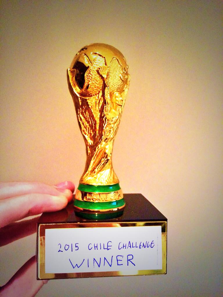 MattCritchley1's tweet photo. 23 shows down, 1 to go. The final #planetchile today. Totes emosh. But what a trophy for the Chile Challenge winner http://t.co/14ROHkQw01