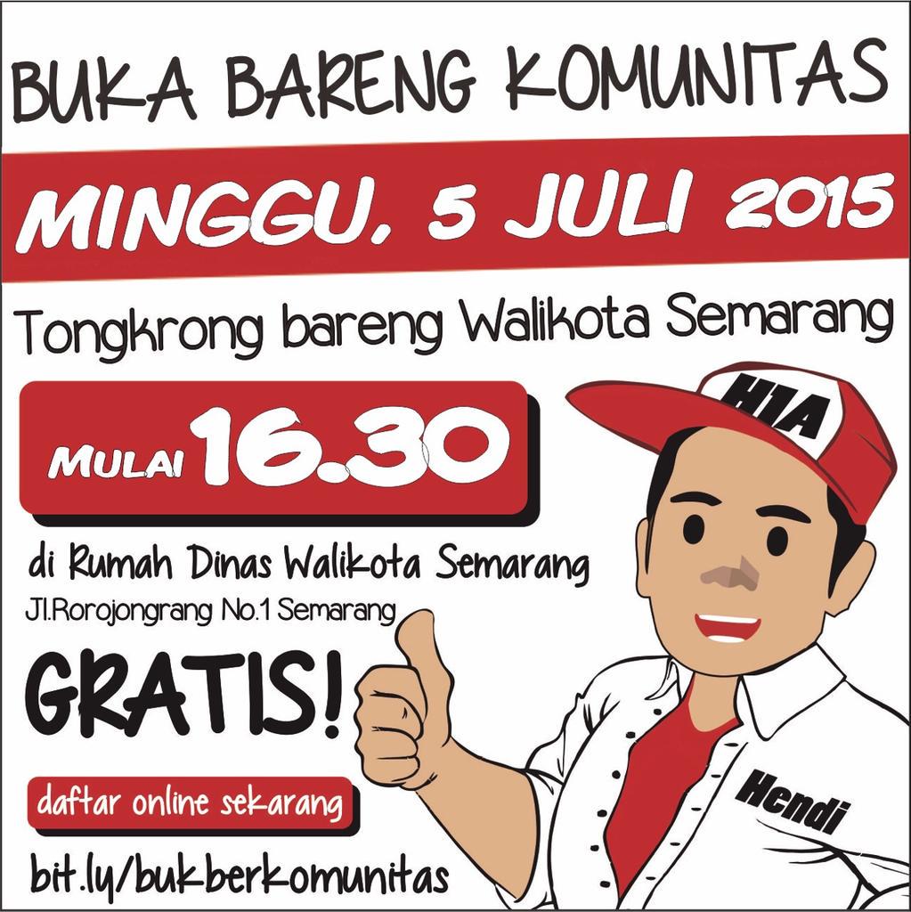 pesonaSMG's tweet photo. Yuk nda ikut Buber Komunitas &amp; tongkrong bareng Walikota Semarang Mas @hendrarprihadi bsk Sore di RumDin Walikota http://t.co/rZMtQ2kLZx