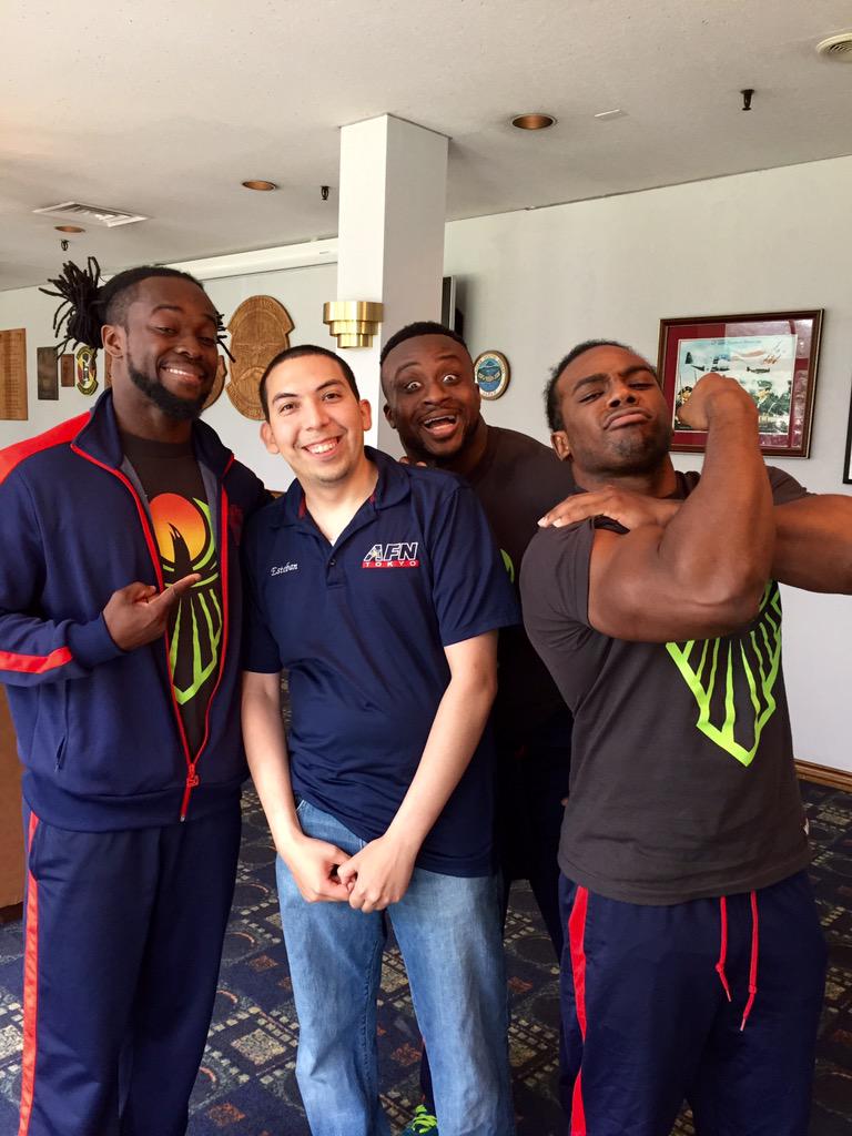 WWECommunity's tweet photo. .@TrueKofi took time before his match tonight at #BeastInTheEast to visit U.S. Service Men &amp; Women in #WWETokyo! http://t.co/UfBsAeSnZy