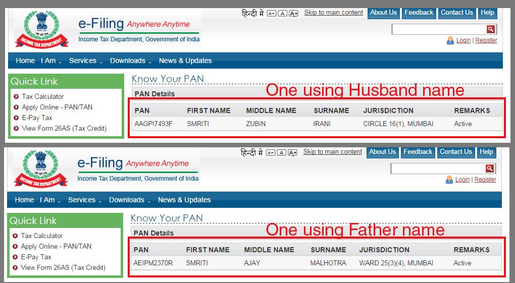 kapsology's tweet image. So our HRD minister @smritiirani not only have multiple degrees but also multiple PAN numbers &amp;amp; both are active!