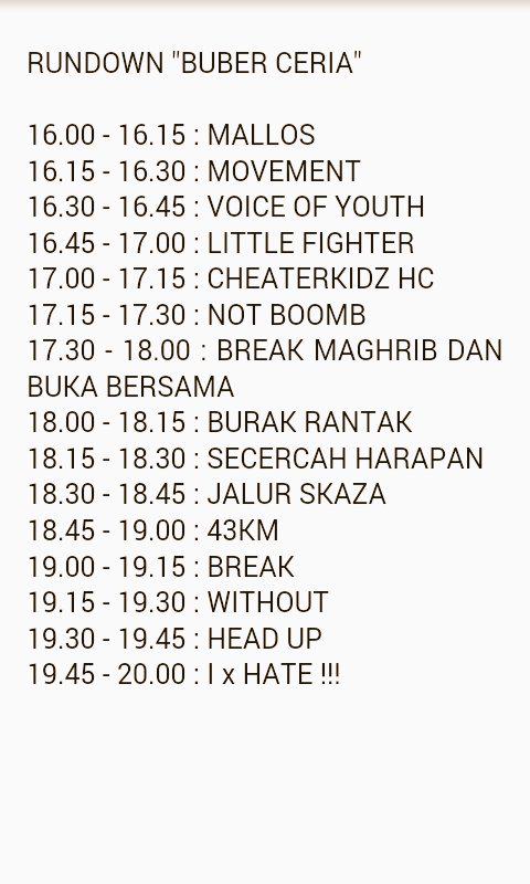 <a href="/43Kilometer/">43KM</a> @HEADxUP_HC <a href="/notboombpoppunk/">NOTBOOMB poppunk</a> <a href="/Withoutwidodo/">WITHOUT</a> rundown yolay