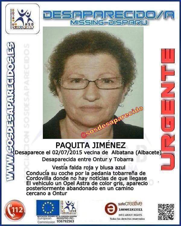 CruzRojAlbacete's tweet photo. Se reanuda la búsqueda de Paquita Jiménez, mujer desaparecida en Ontur, Voluntarios Tobarra y Albacete en dispositivo http://t.co/pXTkAJPCjx