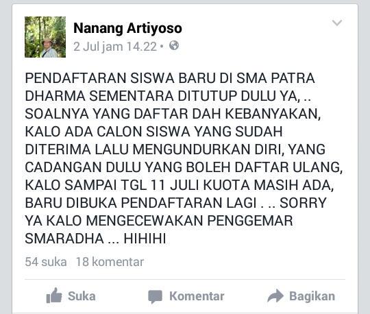 BegundaLSmarada's tweet photo. Kuota sudah terpenuhi 120 siswa. http://t.co/EAX1kRngry