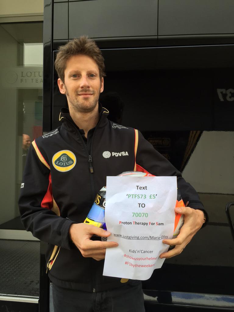 RGrosjean's tweet photo. Donate for Sam
#showusyourhelmet #BritishGP #r8main http://t.co/0b34p70phH