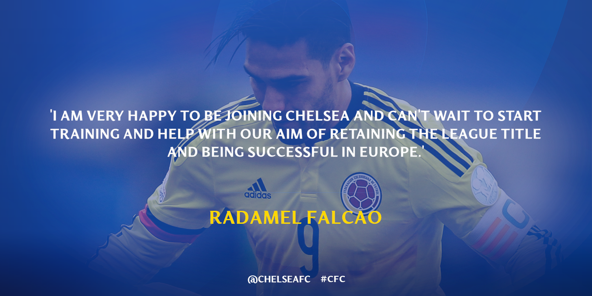 ChelseaFC's tweet photo. .@FALCAO on joining @ChelseaFC... http://t.co/syPPFzLO6Q http://t.co/maY3w2aaDJ