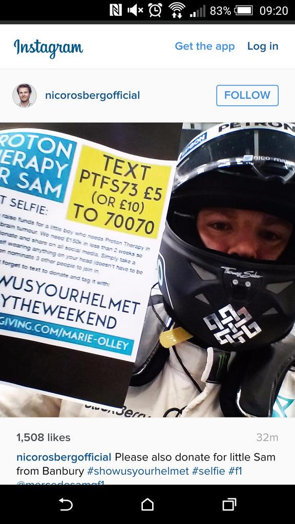 RickyImpey's tweet photo. @nico_rosberg you rock! You officially have my support for the British GP ahead of all brits!! #showusyourhelmet http://t.co/zSRRTgKjVd