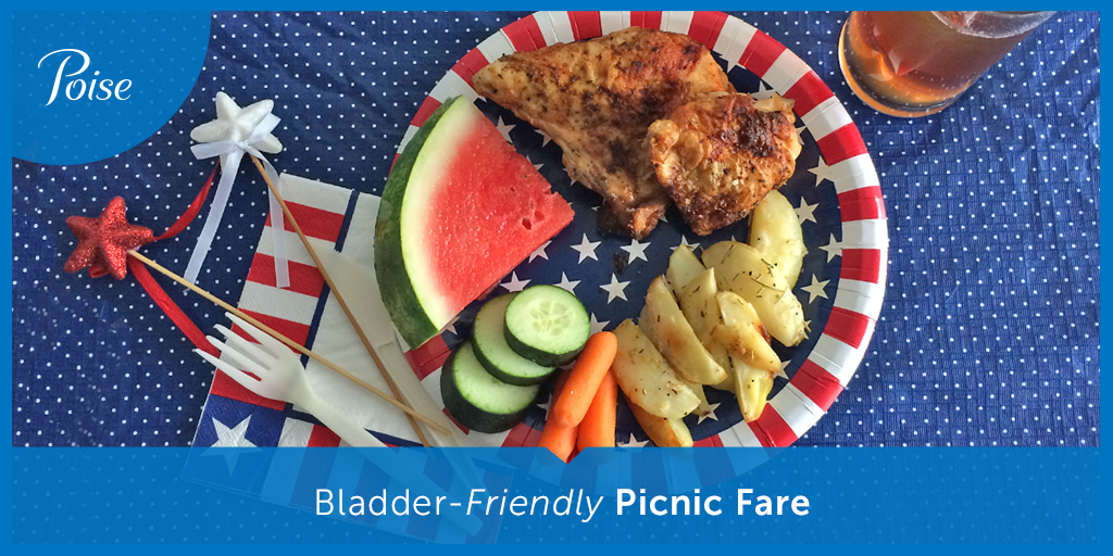 poise's tweet image. This #FourthofJuly, #bladderfriendly food will have you feeling good all day long.