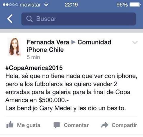 MaryaPaz90's tweet photo. INCREIBLE!!!! LAS ENTRADAS REGALADAS POR @MedelPitbull la ganadora, las esta vendiendo!! 77 http://t.co/g6Z8145645