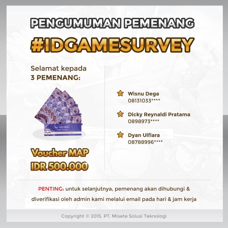 BattleofKuru's tweet photo. Berikutnya... untuk 3 pemenang Voucher MAP senilai 500.000, apakah kamu pemenangnya? ;) #IDGameSurvey http://t.co/ATysL50baR