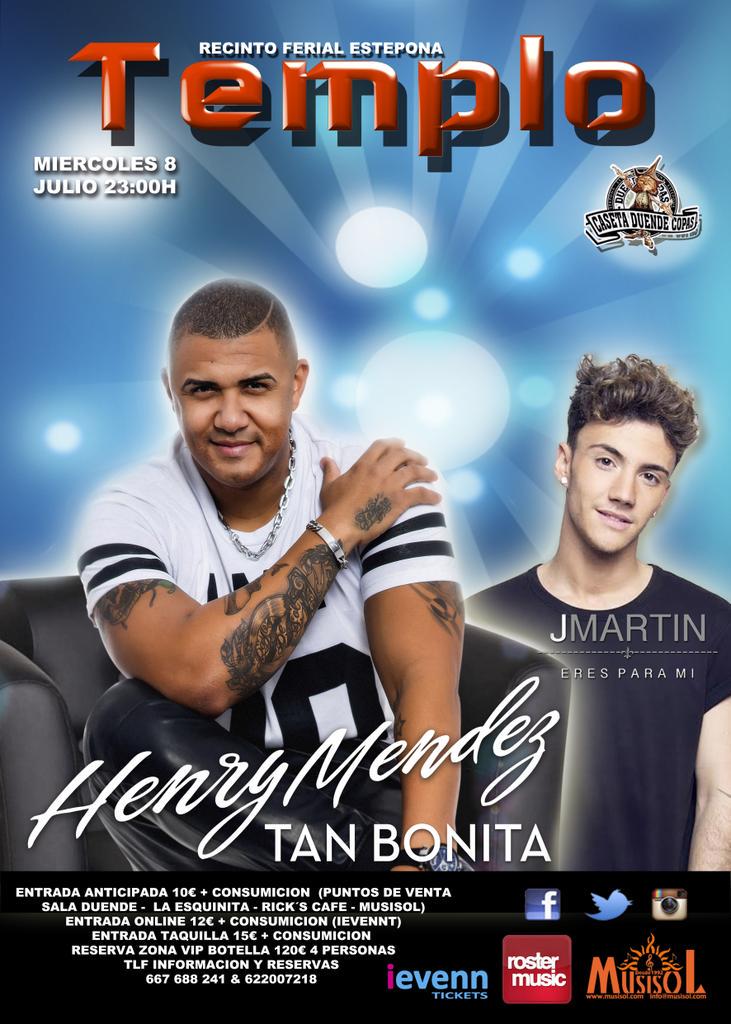 8 de Julio <a href="/henrymendez_/">Henry Mendez</a> y @Oficial_JMartin en Templo presentándonos #eresparami . +info duendecopas.info