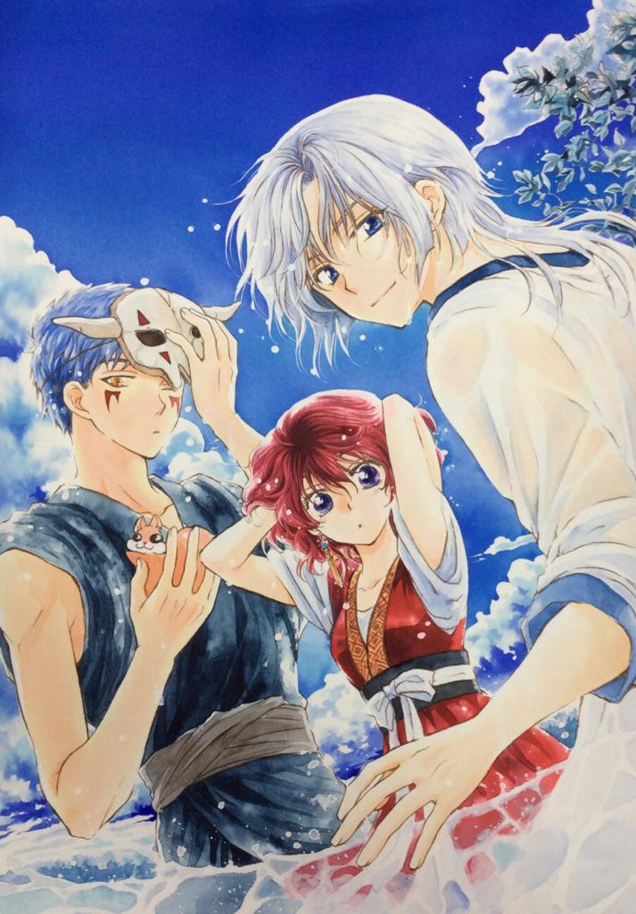 「今回の表紙は、まず空を先に塗って→雲の描き込み→人物→最後にペン入れでした。下絵」|草凪みずほのイラスト