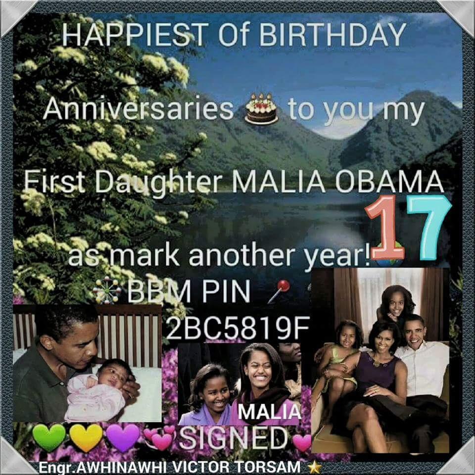  Happy Birthday Anniversary to my First Daughter MALIA OBAMA as you mark another JULY 4!    