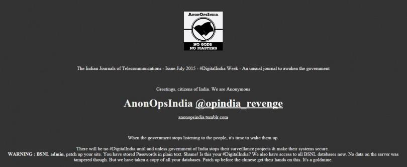JantaKaReporter's tweet image. BSNL&apos;s website was hacked today by &apos;Anonymous India&apos; 

jantakareporter.com/india/bsnl-web…