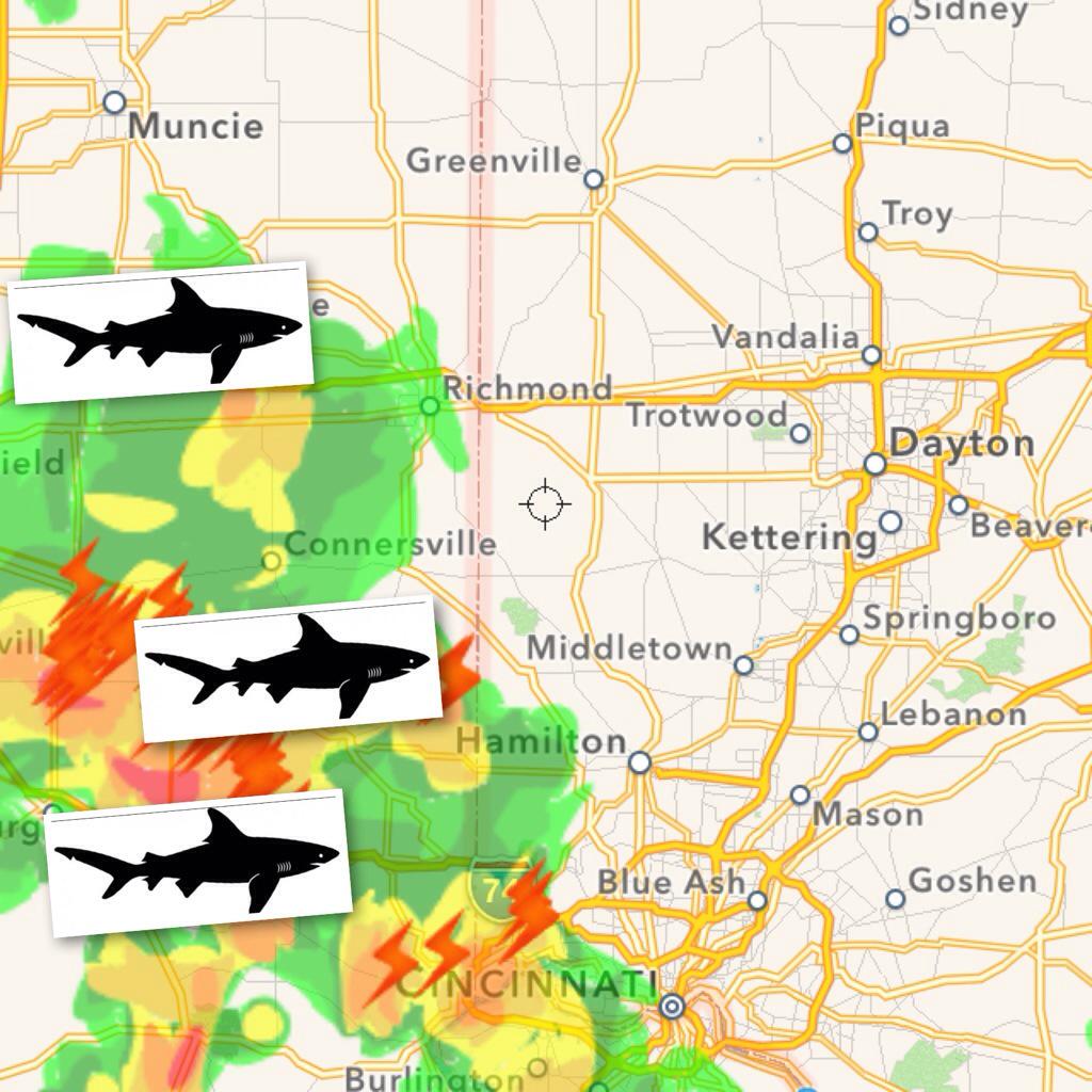 <a href="/USAArchery/">USA Archery</a> <a href="/jakekaminski/">Jake Kaminski</a> an old radar map from last year's nationals, but it seems fitting #Sharkweek2015 #Sharknado