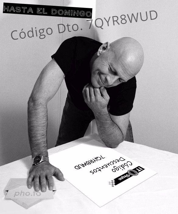 ¡DESCUENTOS!
Introduce el código -- 7QYR8WUD -- 

Válido para las compras online y consultas email. Hasta 5/07/15