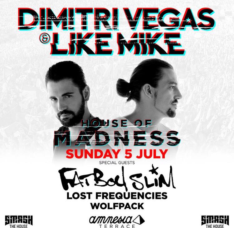 dimitrivegas's tweet photo. Tomorrow we Invite our friend @FatboySlim at @Amnesia_Ibiza #HouseOfMadness @likemike !!! Supported by @wolfpack http://t.co/xuH01CMB2B