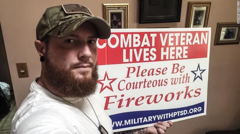 CNN's tweet photo. Be mindful of any veterans nearby as you set off fireworks. The blasts could trigger PTSD. http://t.co/qxoNaGoQMn http://t.co/mbzmHQfZFi
