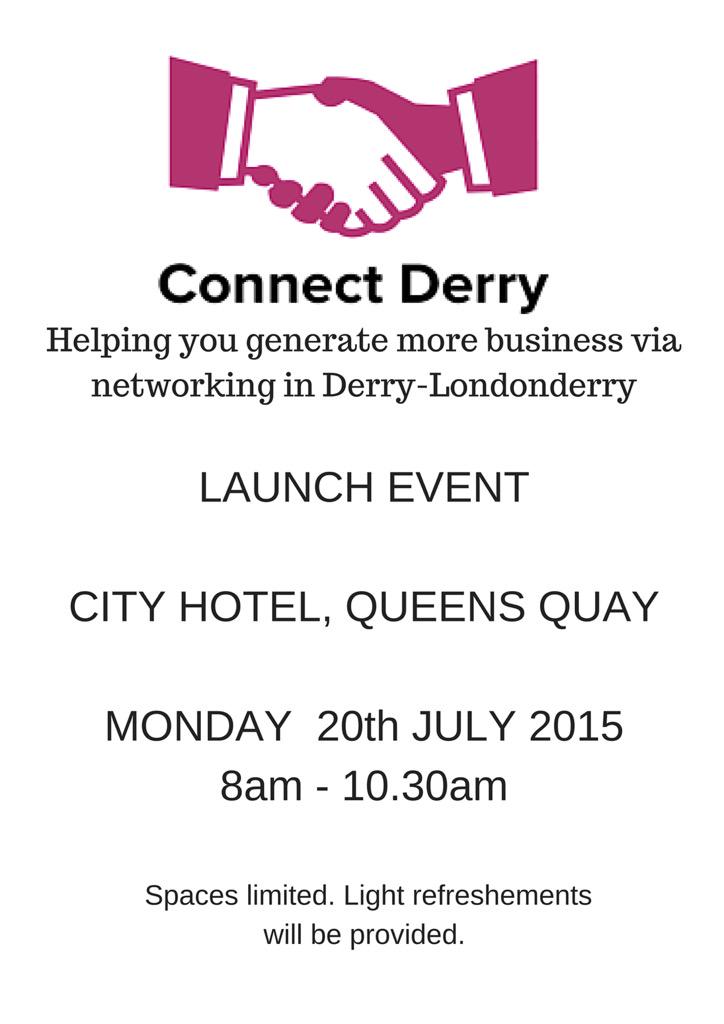 ConnectDerry's tweet image. Places are selling quick for our networking event on 20 July. Grab yours while you can: goo.gl/wfD3gs