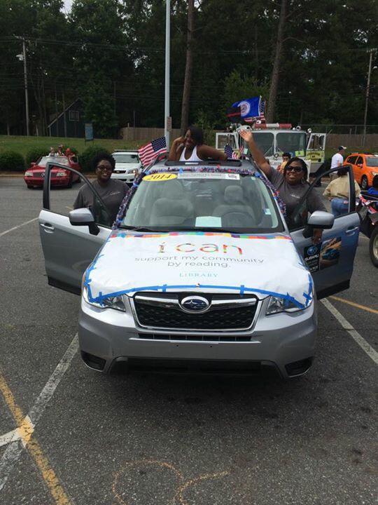 cmlibrary's tweet photo. It's the Library "I can" mobile in the Hickory Grove Independence Day parade. Happy July 4! #HGParadeCLT #HGParade http://t.co/QZsdehvNkH