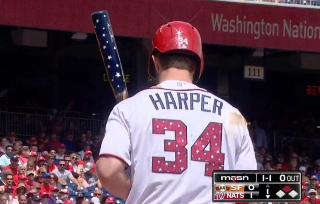 RealKentMurphy's tweet photo. Stars on the bat
Stars on the jersey
Star in the batters box

Merica http://t.co/5Pa3PsHbII