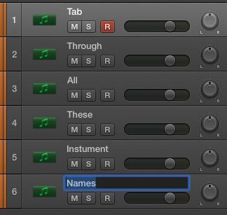 Keep your track names tidy. Double-click one and tab through the rest for quick renaming. #logicprox
