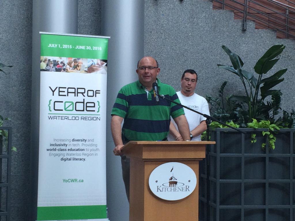 MeaghanMartin_'s tweet image. Celebrating the launch of @YoCWR at @DTKitchener with @peterbraid @berryonline @srozek @BrendaHalloran1 #YearOfCode