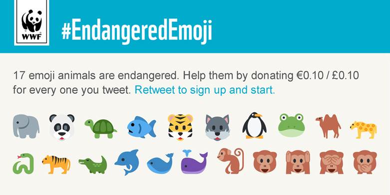 wwf_uk's tweet photo. We're using #EndangeredEmoji to save real animals from extinction. Please retweet to sign up and help. http://t.co/5yYIMIeuFj