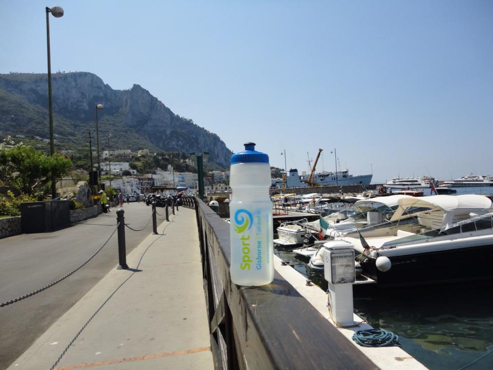 SportGisborne's tweet photo. Sport Gizzy drink bottle enjoying the sunshine on the island of Capri, Italy. http://t.co/H2JOOJiLRH