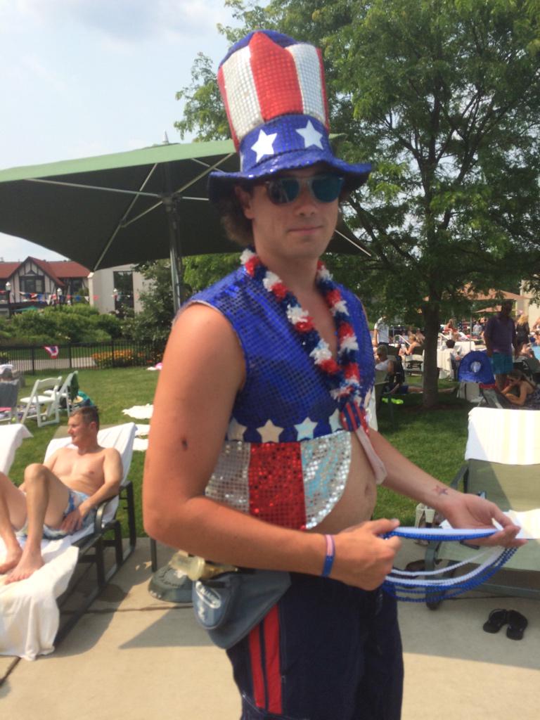 ofccpool's tweet photo. By the way, if you need assistance, ask one of our Walking Guards: Tony (sequin) & Dave (Uncle Sam)! #4thofJulyAtOFCC http://t.co/LyHUA9yMoF