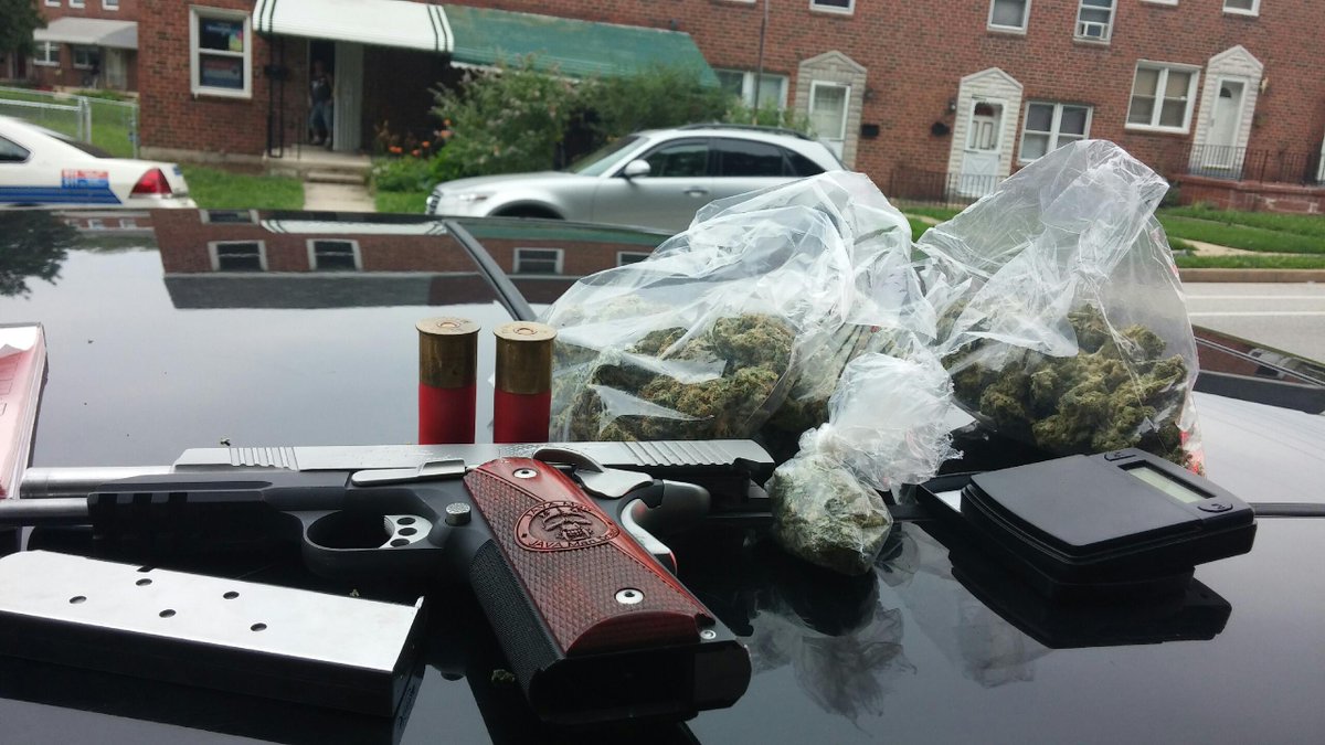 BaltimorePolice's tweet photo. #NoMoreViolence #BPDNED officers recovered a stolen handgun and suspected drugs. Suspect arrested. http://t.co/ksXqol742h