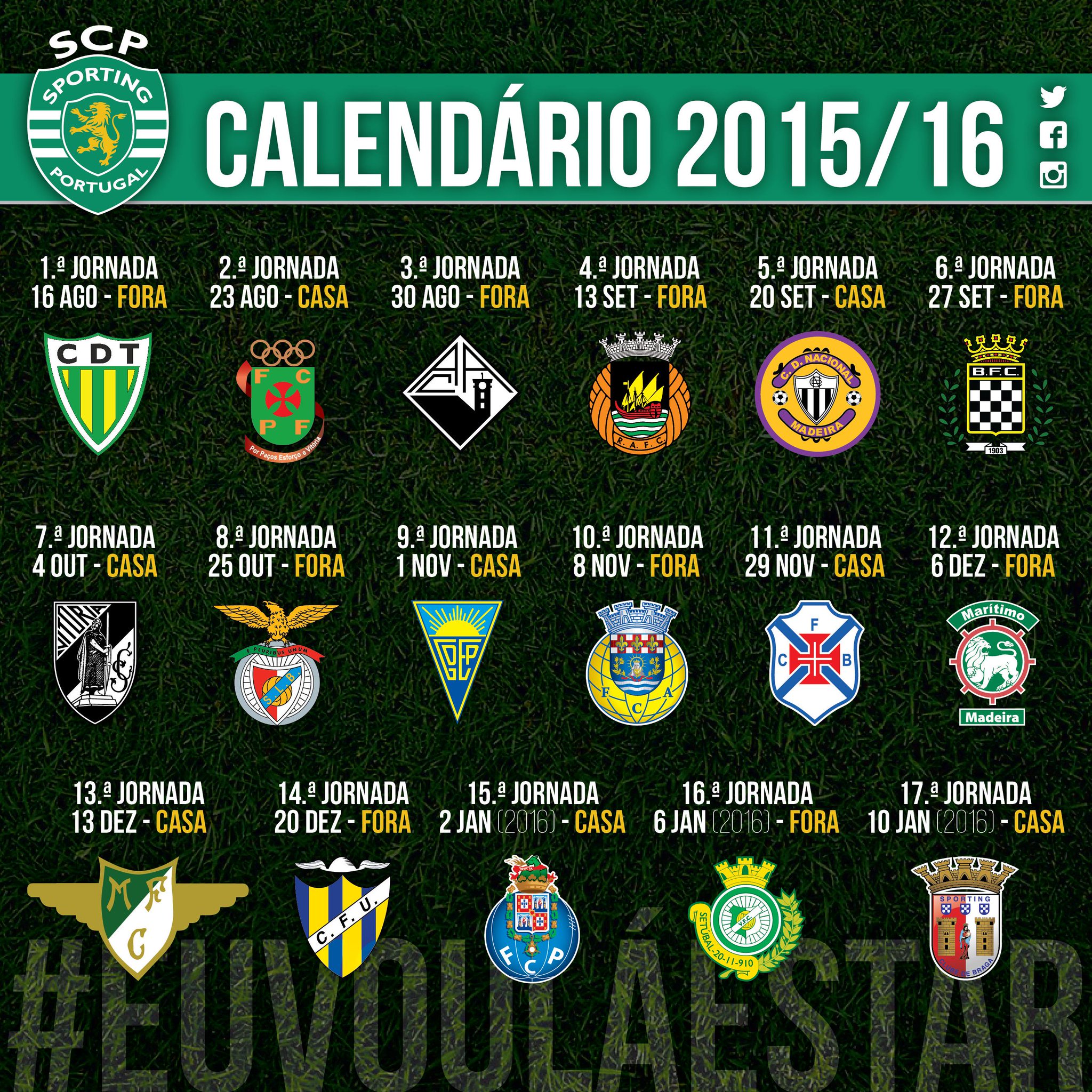 Sporting CP - Aqui está o calendário de jogos da época 2016/2017