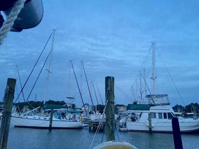 ncbeachbum's tweet photo. My view tonight from the #WindKeeper. She's heeling over in her slip. #windy even for a sailboat. http://t.co/v31IitP3Pg