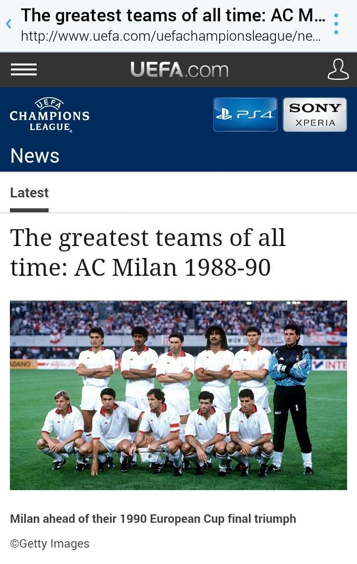 MilanUpdate's tweet photo. UEFA Merilis skuad atau team terbaik sepanjang masa dan jatuh kpd Milan 1988-1990 #wearecmilan http://t.co/U9gByjhFCr http://t.co/G0m4F8fjtH