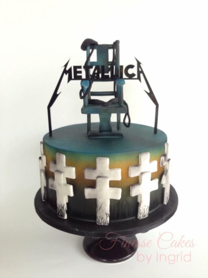 Scottnowine's tweet photo. Check out my @Metallica birthday cake, made by @ingrid_formosa Finesse Cakes Melb Aus. Master V Ride. EPIC! http://t.co/02X4bs7QWQ