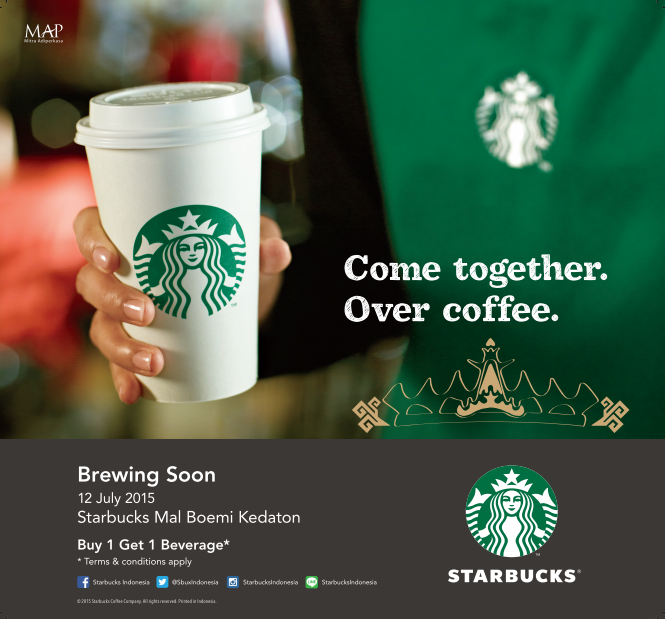 bandarlampung's tweet photo. Kamu penikmat kopi? Nih, Brewing Soon Starbucks di MBK, 12 Juli 2015! Ada opening promonya lho!
Info: @SbuxIndonesia http://t.co/4ohnWBT42r