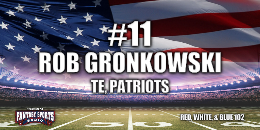SiriusXMFantasy's tweet photo. The man known simply as #GRONK @Patriots TE Rob Gronkowski lands at #11. Do you draft him in the 1st round? #RWB102 http://t.co/sRZmdVx2D7