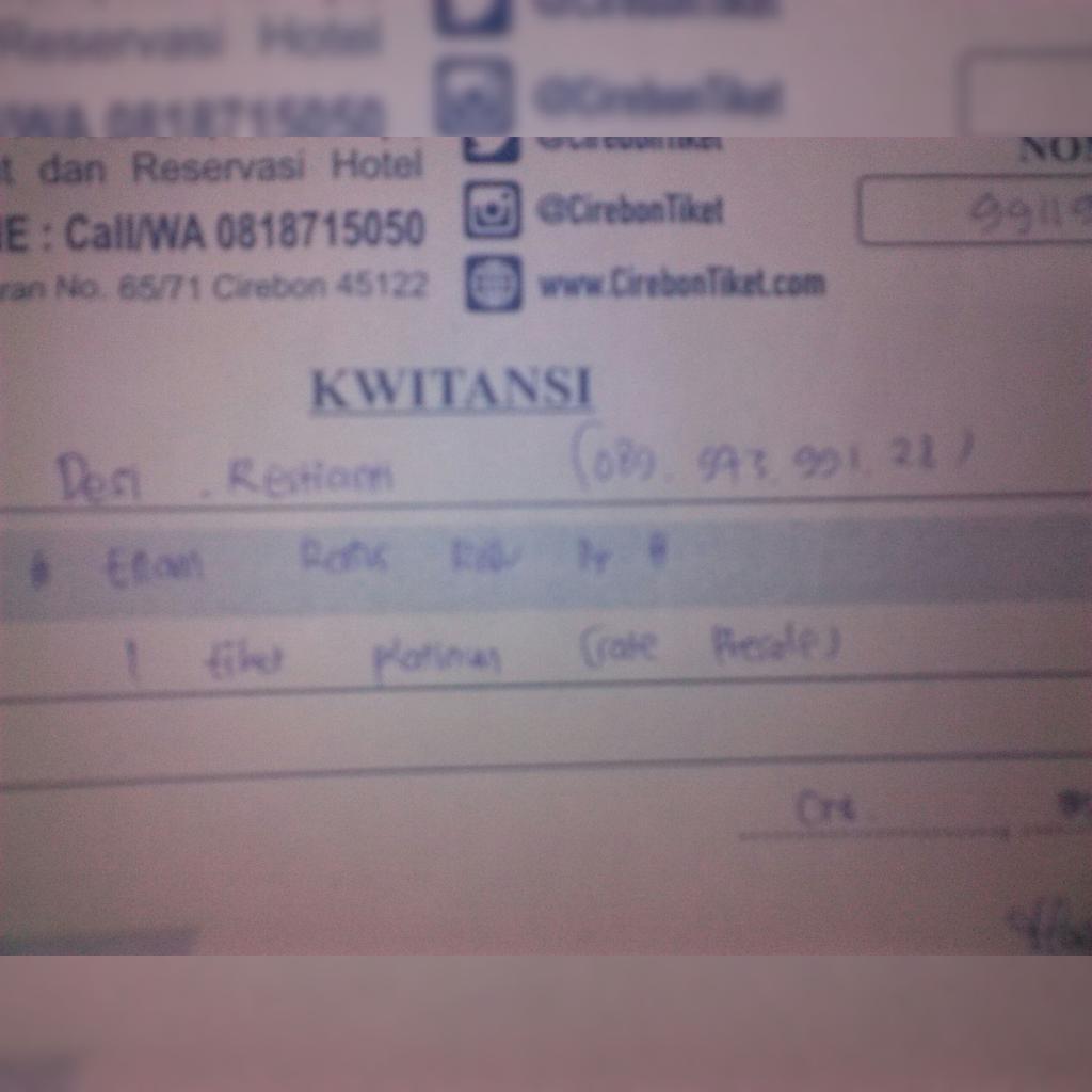 Alhamdulillah udah dpt ini 😍☺ cptan yg blm beli langsung aja ke <a href="/CirebonTiket/">Cirebon Tiket</a> atau langsng ke hotel apitanya aja