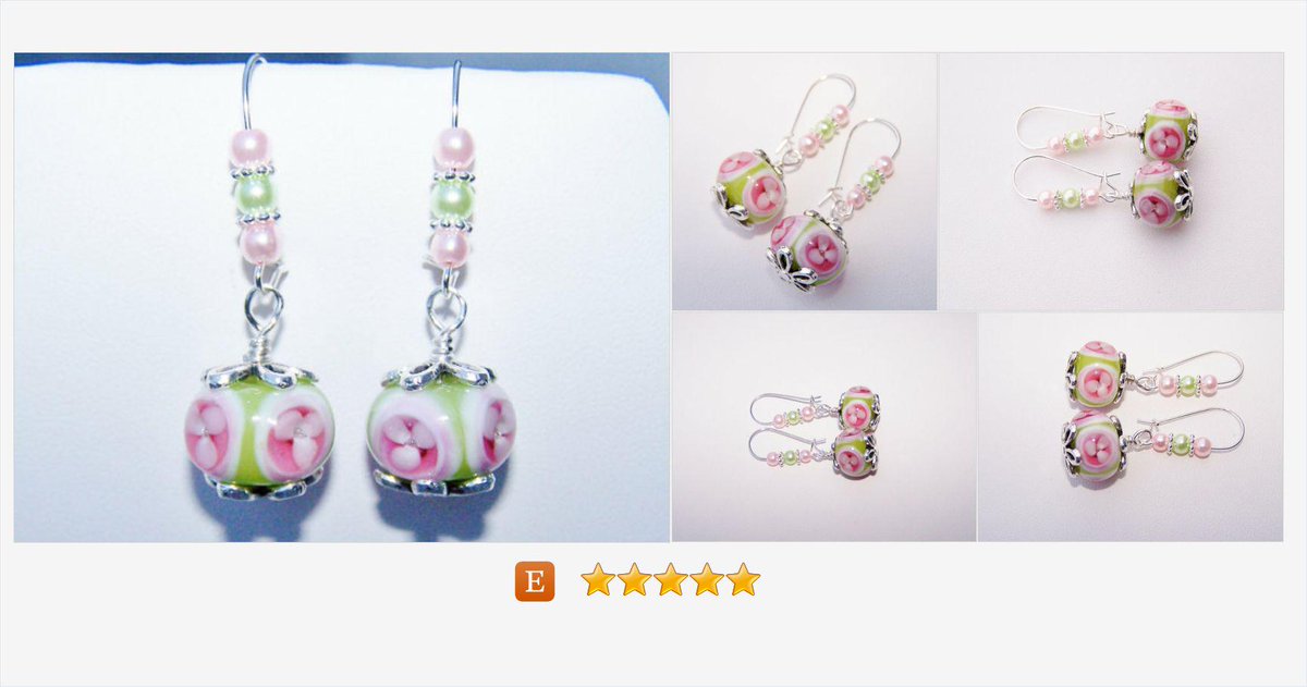rhumphrie2's tweet photo. pink green flowered #lampworked earrings glass pearl hanging #earrings #pottiteam https://t.co/PlZ3rZgQ1C http://t.co/uJDg6MFYVJ